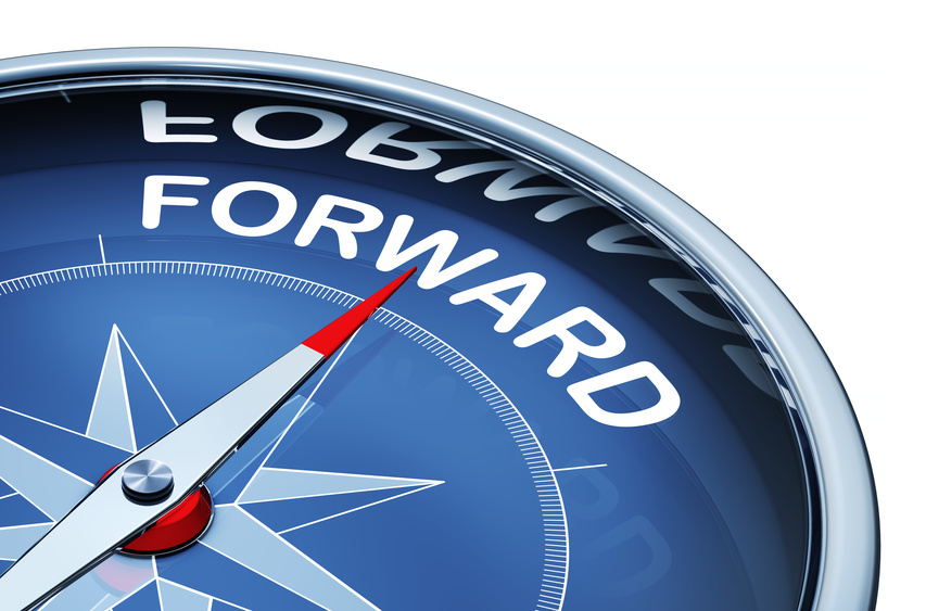 compass pointing forward